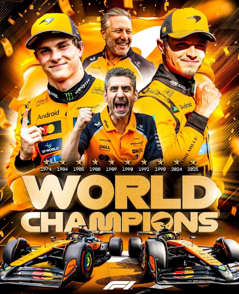 MCLAREN CONQUISTA EL CAMPEONATO DE CONSTRUCTORES DE LA FORMULA 1 2025